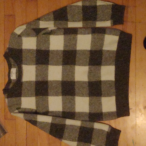 Used grey/white checkered sweater, L (10-12), Old Navy - Picture 3 of 4